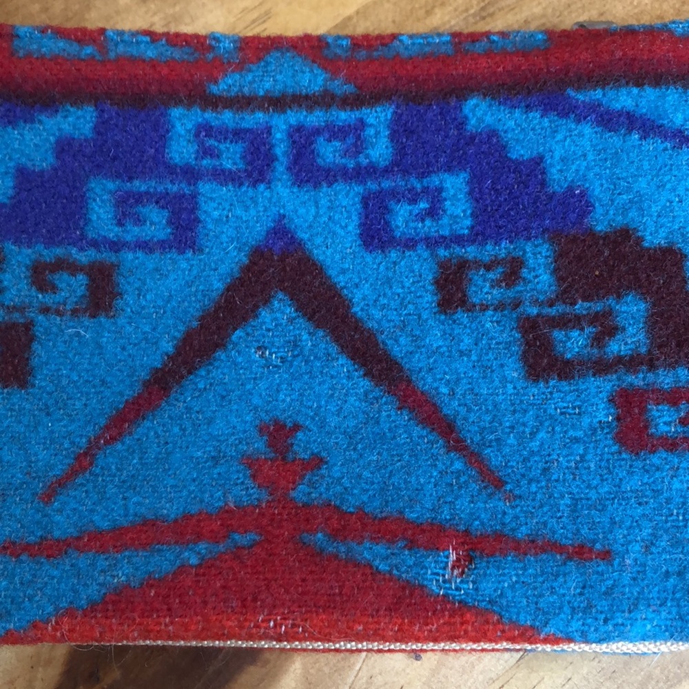 Pendleton Blue And Red Patterned Clutch - image 4